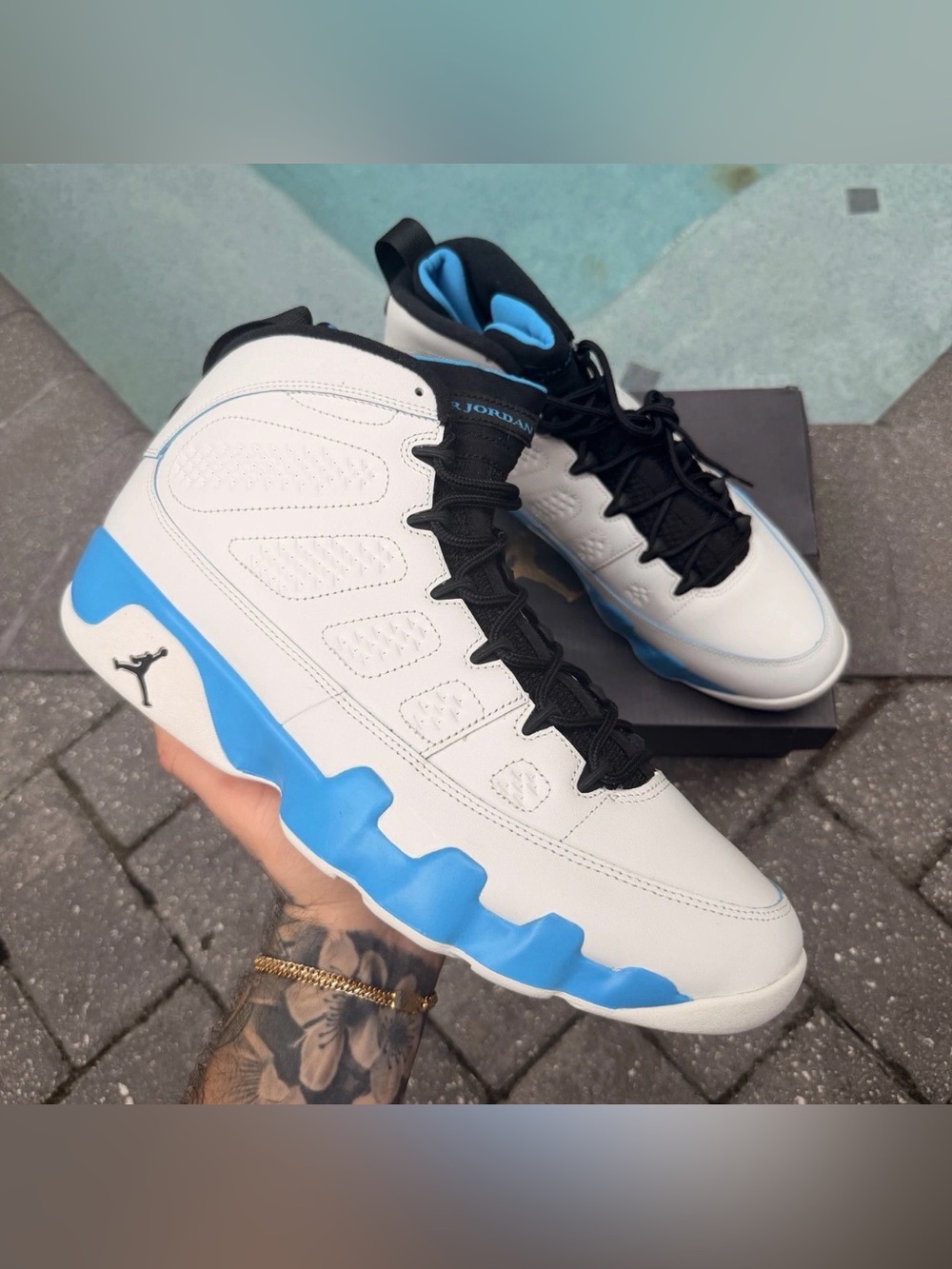 AIR JORDAN 9 POWDER BLUE MEN’S SIZE 14 FQ8992-101.